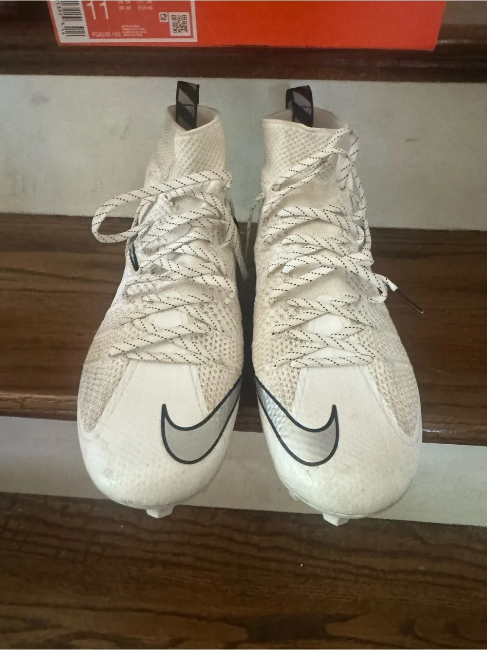 Nike Vapor Edge 360 Men’s White and Black High-Top Football Cleats